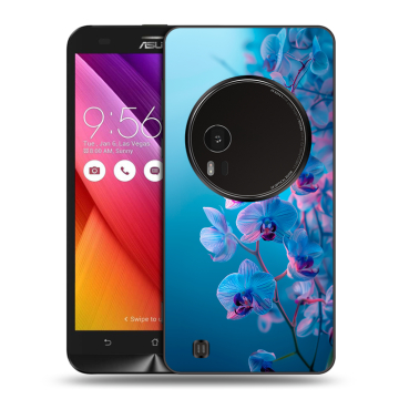 Силиконовый чехол на Asus Zenfone Zoom с принтом голубые орхидеи