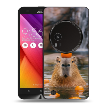 Силиконовый чехол на Asus Zenfone Zoom с принтом Капибара с апельсином