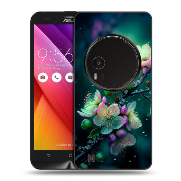 Силиконовый чехол на Asus Zenfone Zoom с принтом Цветы и мрамор