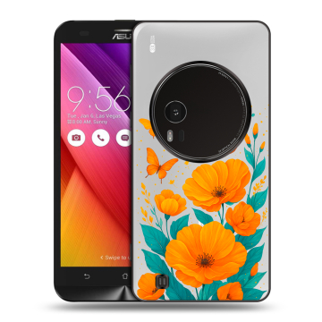 Силиконовый чехол на Asus Zenfone Zoom с принтом цветы бабочки Силиконовый чехол на Asus Zenfone Zoom с принтом цветы бабочки