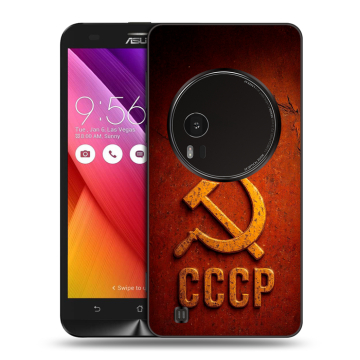 Силиконовый чехол на Asus Zenfone Zoom с принтом Флаг Герб СССР
