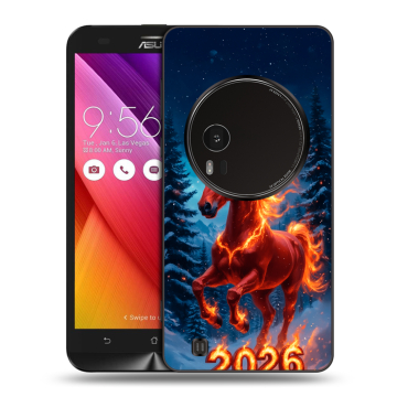 Силиконовый чехол на Asus Zenfone Zoom с принтом Новый год коня Силиконовый чехол на Asus Zenfone Zoom с принтом Новый год коня