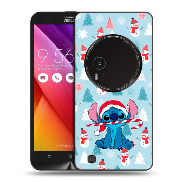 Силиконовый чехол на Asus Zenfone Zoom с принтом Стич Новый год