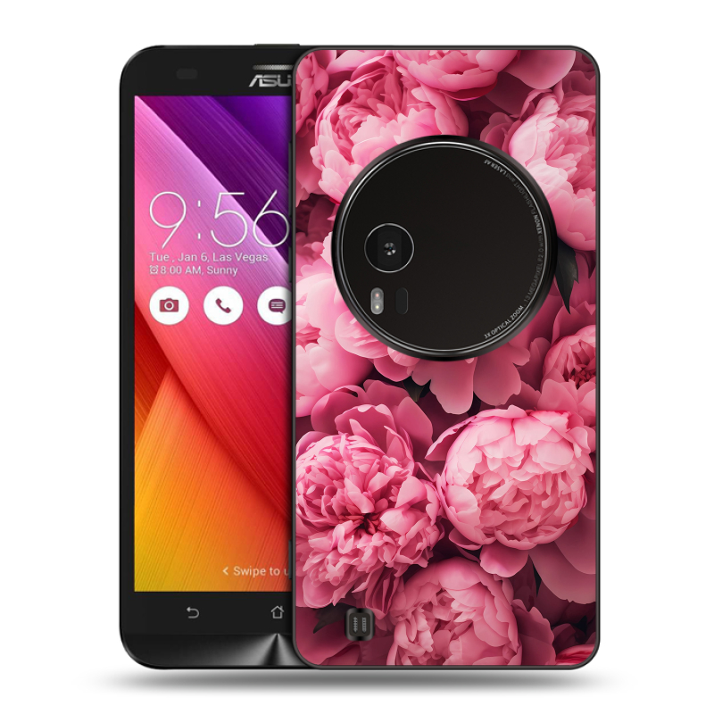 Силиконовый чехол на Asus Zenfone Zoom с принтом цветы пионы Силиконовый чехол на Asus Zenfone Zoom с принтом цветы пионы