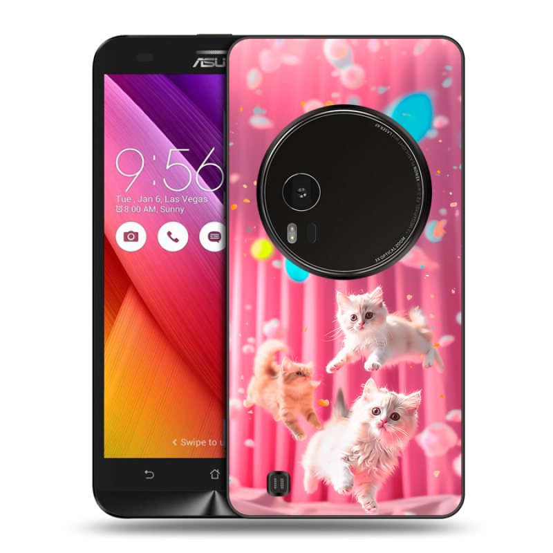 Силиконовый чехол на Asus Zenfone Zoom с принтом милые котики Силиконовый чехол на Asus Zenfone Zoom с принтом милые котики