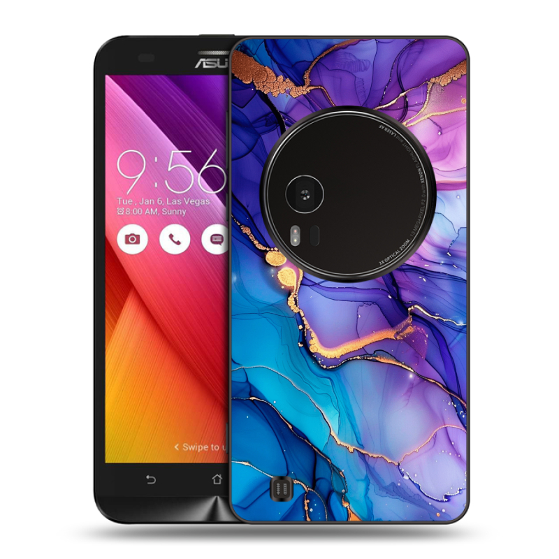 Силиконовый чехол на Asus Zenfone Zoom с принтом синий мрамор Силиконовый чехол на Asus Zenfone Zoom с принтом синий мрамор