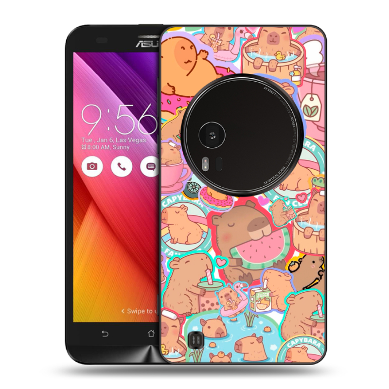 Силиконовый чехол на Asus Zenfone Zoom с принтом капибары Силиконовый чехол на Asus Zenfone Zoom с принтом капибары