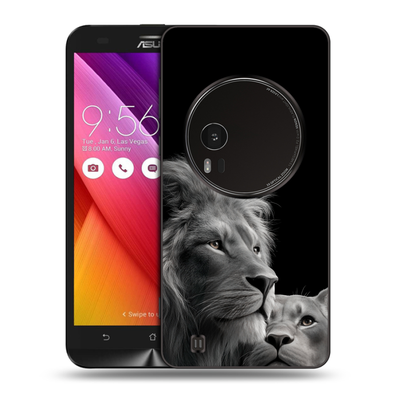 Силиконовый чехол на Asus Zenfone Zoom с принтом Лев кошки Силиконовый чехол на Asus Zenfone Zoom с принтом Лев кошки