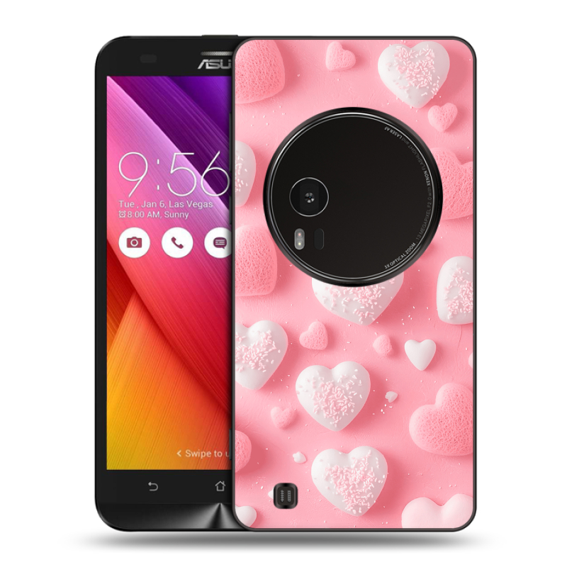 Силиконовый чехол на Asus Zenfone Zoom с принтом Сердечки Силиконовый чехол на Asus Zenfone Zoom с принтом Сердечки
