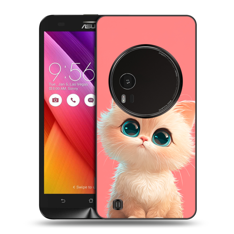 Силиконовый чехол на Asus Zenfone Zoom с принтом Розовый котенок Силиконовый чехол на Asus Zenfone Zoom с принтом Розовый котенок