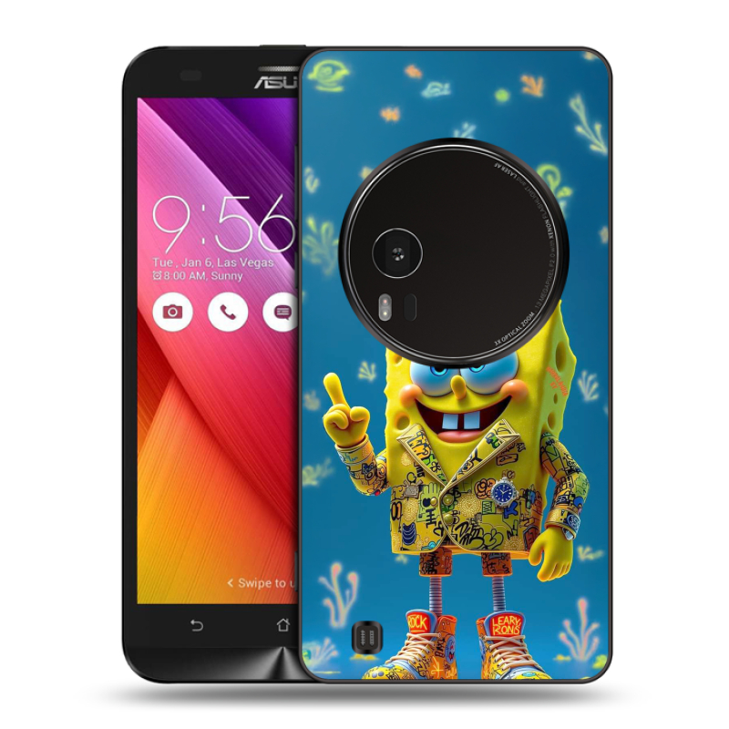 Силиконовый чехол на Asus Zenfone Zoom с принтом Спанч боб Спанчбоб Силиконовый чехол на Asus Zenfone Zoom с принтом Спанч боб Спанчбоб