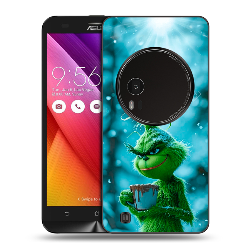 Силиконовый чехол на Asus Zenfone Zoom с принтом Новый год гринч Силиконовый чехол на Asus Zenfone Zoom с принтом Новый год гринч
