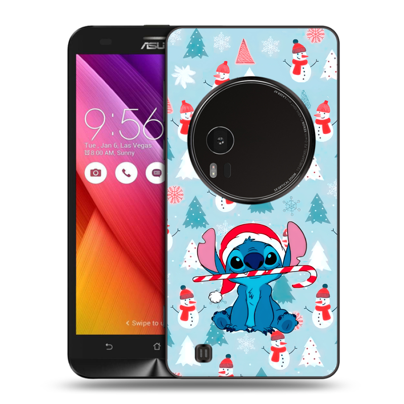 Силиконовый чехол на Asus Zenfone Zoom с принтом Стич Новый год Силиконовый чехол на Asus Zenfone Zoom с принтом Стич Новый год