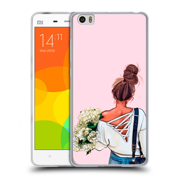 Силиконовый чехол на Xiaomi Mi Note с принтом Девушка и букет Силиконовый чехол на Xiaomi Mi Note с принтом Девушка и букет