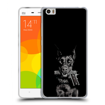 Силиконовый чехол на Xiaomi Mi Note с принтом Доберман и пистолет Силиконовый чехол на Xiaomi Mi Note с принтом Доберман и пистолет
