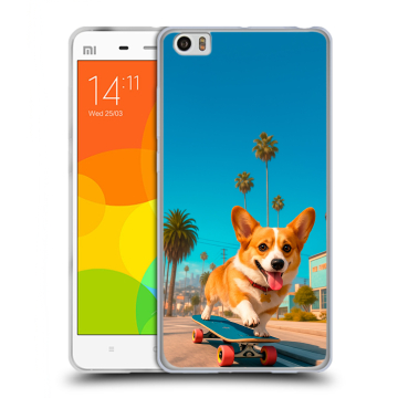 Силиконовый чехол на Xiaomi Mi Note с принтом Корги на скейте Силиконовый чехол на Xiaomi Mi Note с принтом Корги на скейте
