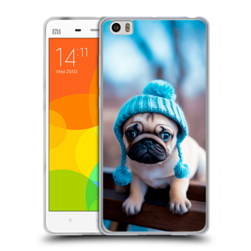 Силиконовый чехол на Xiaomi Mi Note с принтом Мопс в шапке Силиконовый чехол на Xiaomi Mi Note с принтом Мопс в шапке