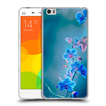 Силиконовый чехол на Xiaomi Mi Note с принтом Голубые цветы Силиконовый чехол на Xiaomi Mi Note с принтом Голубые цветы