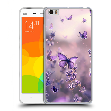 Силиконовый чехол на Xiaomi Mi Note с принтом бабочки и лаванда Силиконовый чехол на Xiaomi Mi Note с принтом бабочки и лаванда