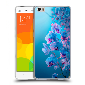 Силиконовый чехол на Xiaomi Mi Note с принтом голубые орхидеи Силиконовый чехол на Xiaomi Mi Note с принтом голубые орхидеи