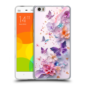 Силиконовый чехол на Xiaomi Mi Note с принтом цветы бабочки Силиконовый чехол на Xiaomi Mi Note с принтом цветы бабочки