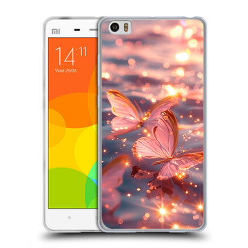 Силиконовый чехол на Xiaomi Mi Note с принтом бабочки розовые Силиконовый чехол на Xiaomi Mi Note с принтом бабочки розовые