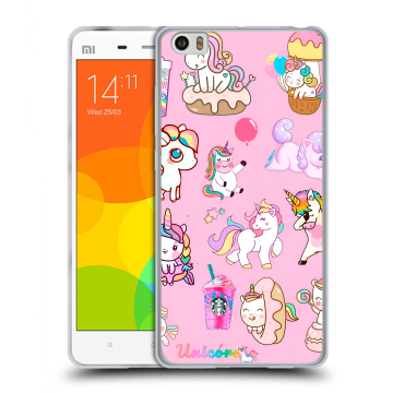 Силиконовый чехол на Xiaomi Mi Note с принтом розовые единороги Силиконовый чехол на Xiaomi Mi Note с принтом розовые единороги