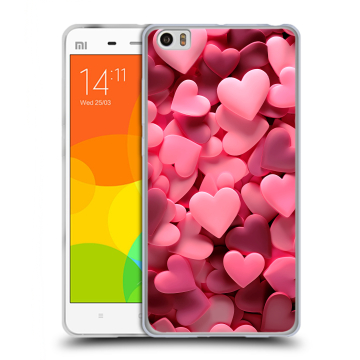 Силиконовый чехол на Xiaomi Mi Note с принтом розовые сердечки Силиконовый чехол на Xiaomi Mi Note с принтом розовые сердечки