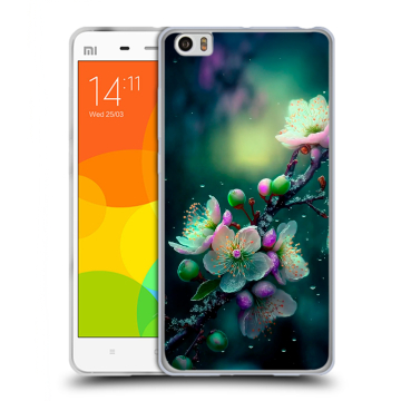 Силиконовый чехол на Xiaomi Mi Note с принтом Цветы и мрамор Силиконовый чехол на Xiaomi Mi Note с принтом Цветы и мрамор