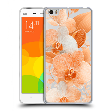 Силиконовый чехол на Xiaomi Mi Note с принтом Бежевые цветы Силиконовый чехол на Xiaomi Mi Note с принтом Бежевые цветы