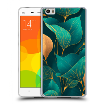 Силиконовый чехол на Xiaomi Mi Note с принтом Листья и золото Силиконовый чехол на Xiaomi Mi Note с принтом Листья и золото