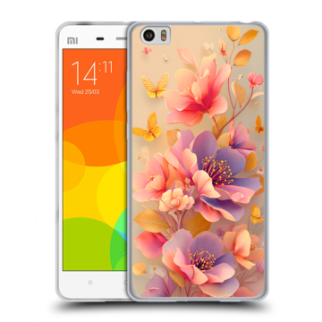 Силиконовый чехол на Xiaomi Mi Note с принтом Цветы и бабочки