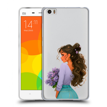 Силиконовый чехол на Xiaomi Mi Note с принтом девушка цветы