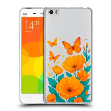 Силиконовый чехол на Xiaomi Mi Note с принтом цветы бабочки