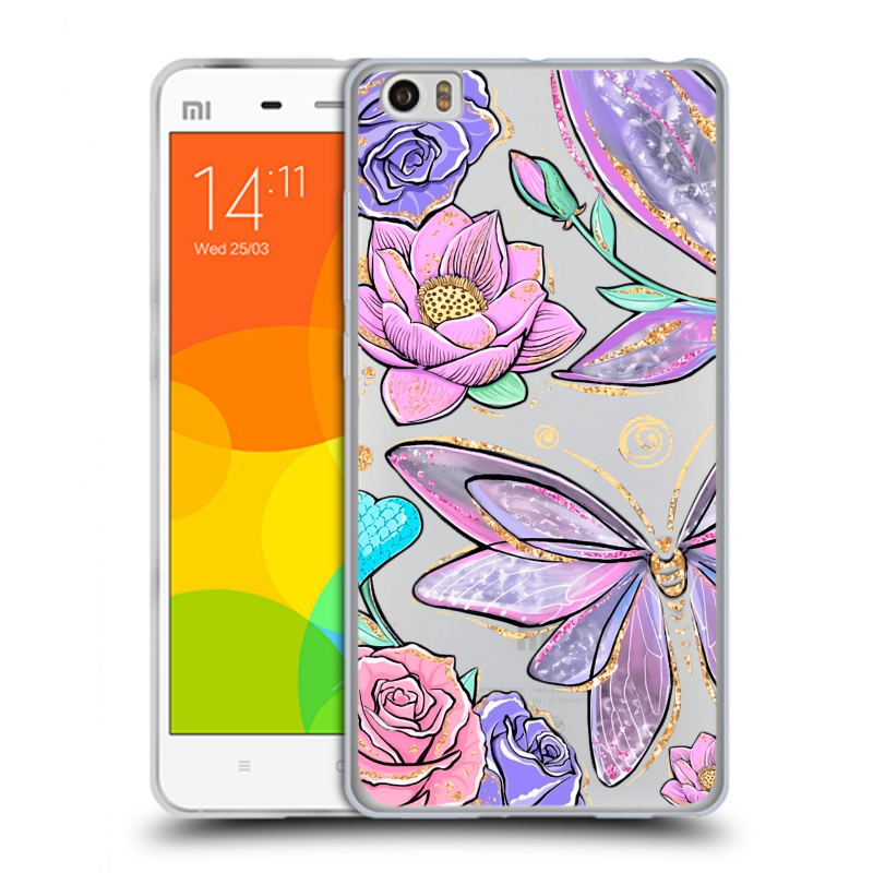 Пластиковый чехол на Xiaomi Mi Note с принтом Бабочки и цветы Пластиковый чехол на Xiaomi Mi Note с принтом Бабочки и цветы