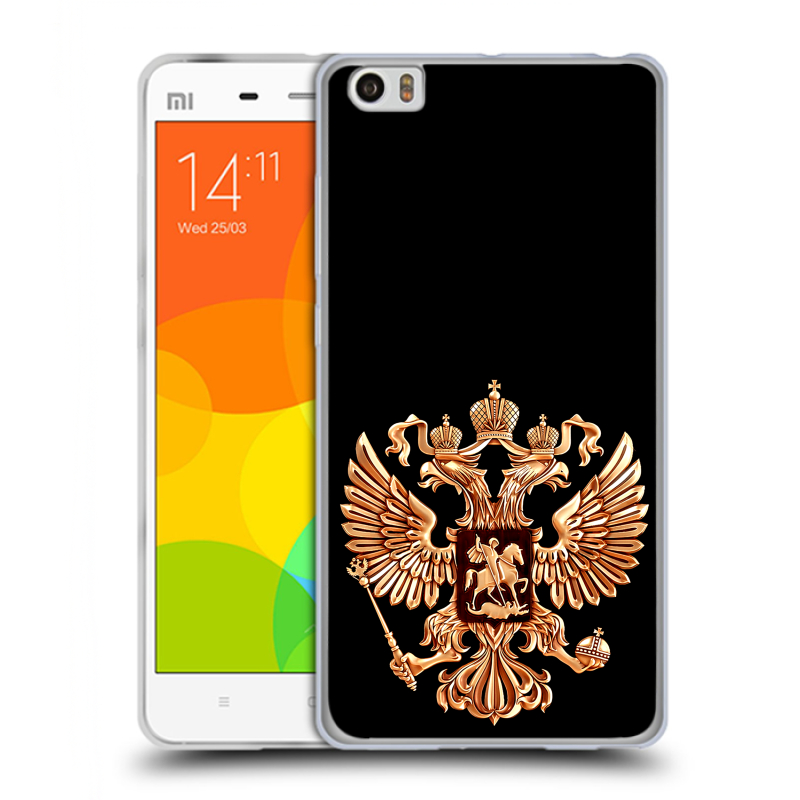 Силиконовый чехол на Xiaomi Mi Note с принтом Герб России золотой Силиконовый чехол на Xiaomi Mi Note с принтом Герб России золотой