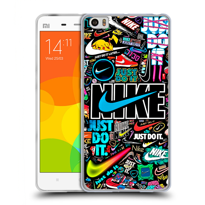 Пластиковый чехол на Xiaomi Mi Note с принтом найк nike черный Пластиковый чехол на Xiaomi Mi Note с принтом найк nike черный