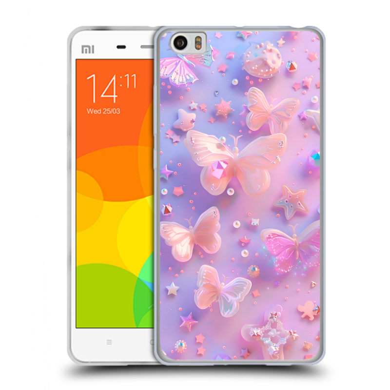 Пластиковый чехол на Xiaomi Mi Note с принтом Бабочки Пластиковый чехол на Xiaomi Mi Note с принтом Бабочки