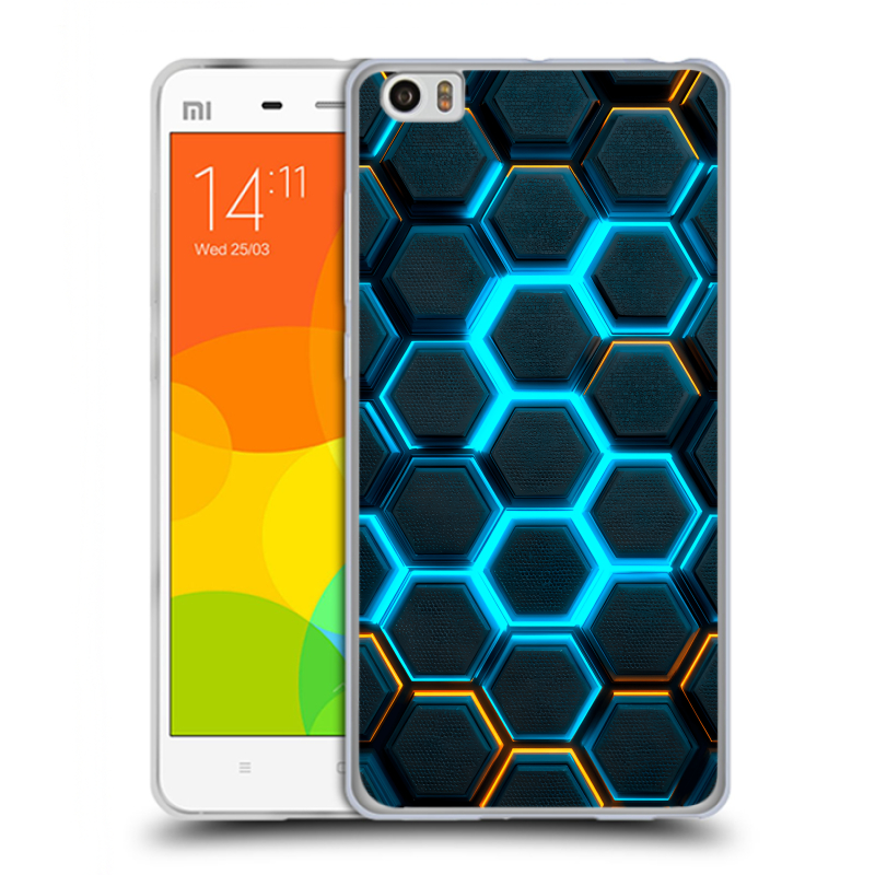Силиконовый чехол на Xiaomi Mi Note с принтом Неоновые соты Силиконовый чехол на Xiaomi Mi Note с принтом Неоновые соты