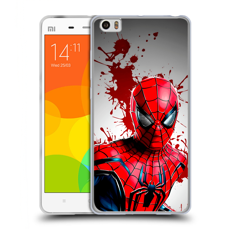 Силиконовый чехол на Xiaomi Mi Note с принтом Spiderman Человек паук Силиконовый чехол на Xiaomi Mi Note с принтом Spiderman Человек паук