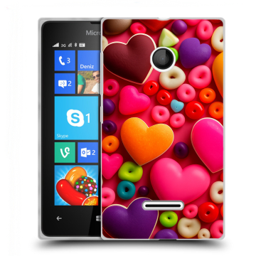 Пластиковый чехол на Microsoft Lumia 435 с принтом Сердечки Пластиковый чехол на Microsoft Lumia 435 с принтом Сердечки