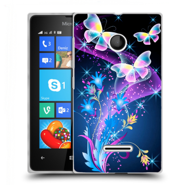 Пластиковый чехол на Microsoft Lumia 435 с принтом Бабочки Пластиковый чехол на Microsoft Lumia 435 с принтом Бабочки