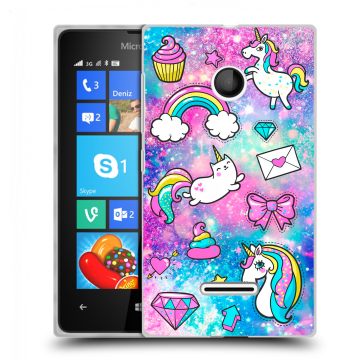 Пластиковый чехол на Microsoft Lumia 435 с принтом Единороги Пластиковый чехол на Microsoft Lumia 435 с принтом Единороги