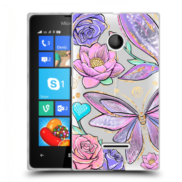 Пластиковый чехол на Microsoft Lumia 435 с принтом Бабочки и цветы Пластиковый чехол на Microsoft Lumia 435 с принтом Бабочки и цветы