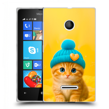 Пластиковый чехол на Microsoft Lumia 435 с принтом Котенок в шапке Пластиковый чехол на Microsoft Lumia 435 с принтом Котенок в шапке