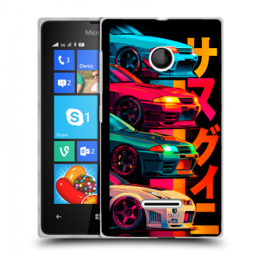 Пластиковый чехол на Microsoft Lumia 435 с принтом Гоночные машины Пластиковый чехол на Microsoft Lumia 435 с принтом Гоночные машины