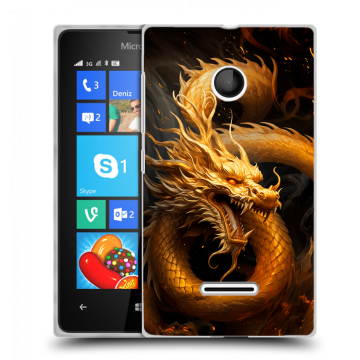 Пластиковый чехол на Microsoft Lumia 435 с принтом Золотой дракон