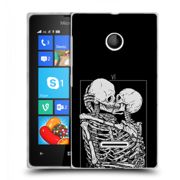 Пластиковый чехол на Microsoft Lumia 435 с принтом Поцелуй скелетов Пластиковый чехол на Microsoft Lumia 435 с принтом Поцелуй скелетов