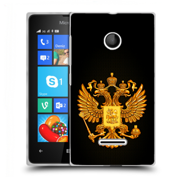 Пластиковый чехол на Microsoft Lumia 435 с принтом Герб России желтый Пластиковый чехол на Microsoft Lumia 435 с принтом Герб России желтый