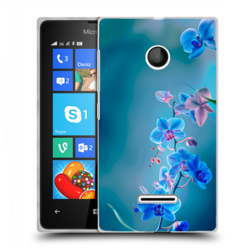 Пластиковый чехол на Microsoft Lumia 435 с принтом Голубые цветы Пластиковый чехол на Microsoft Lumia 435 с принтом Голубые цветы